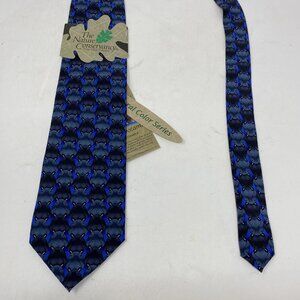 THE NATURE CONSERVANCY Silk Handmade Necktie Blue Safari Hippopotamus￼ New W Tag
